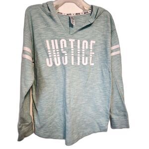 Justice Girls Sporty Logo Hoodie - Mint Green/White, Size 10